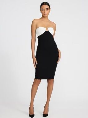 Express Strapless Two-Tone Black and White Bodycon Dress